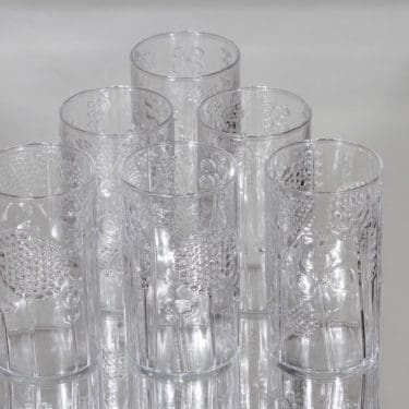 Nuutajärvi Flora lasit, kirkas, 6 kpl, suunnittelija Oiva Toikka,