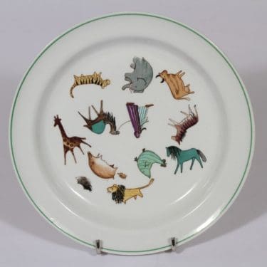 Arabia Zoo lasten lautanen, suunnittelija , siirtokuva, eläinaihe