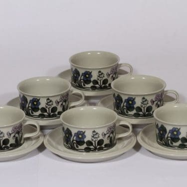 Arabia Flora teekupit, 6 kpl, suunnittelija , serikuva, kukka-aihe