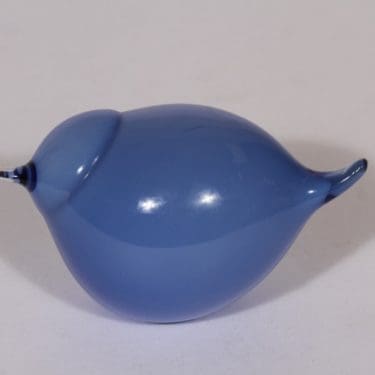 Nuutajärvi koristelintu, Sinisirri, suunnittelija Oiva Toikka, Sinisirri, pieni, signeerattu