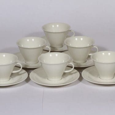 Arabia Harlekin kahvikupit, valkoinen, 6 kpl, suunnittelija ,