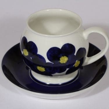 Arabia Helluntai kuppi, koboltinsininen, suunnittelija , suuri, käsinmaalattu, signeerattu