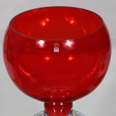 Riihimäen lasi Old King Cole boolimalja, punainen, suunnittelija Erkkitapio Siiroinen, suuri