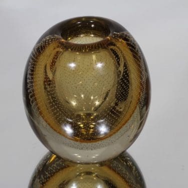 Nuutajärvi Huntu taide-esine, ruskea, suunnittelija Gunnel Nyman, happosigneerattu, massiivinen