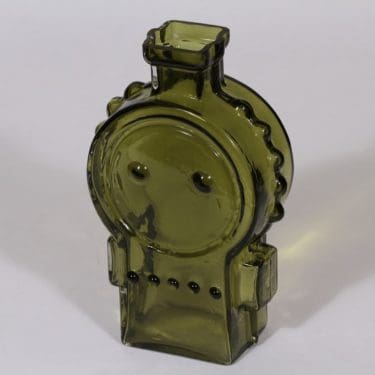 Riihimäen lasi Ahkeraliisa maljakko, oliivinvihreä, suunnittelija Helena Tynell,