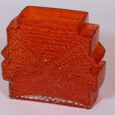 Riihimäen lasi Stellaria maljakko, oranssi, suunnittelija Nanny Still, retro