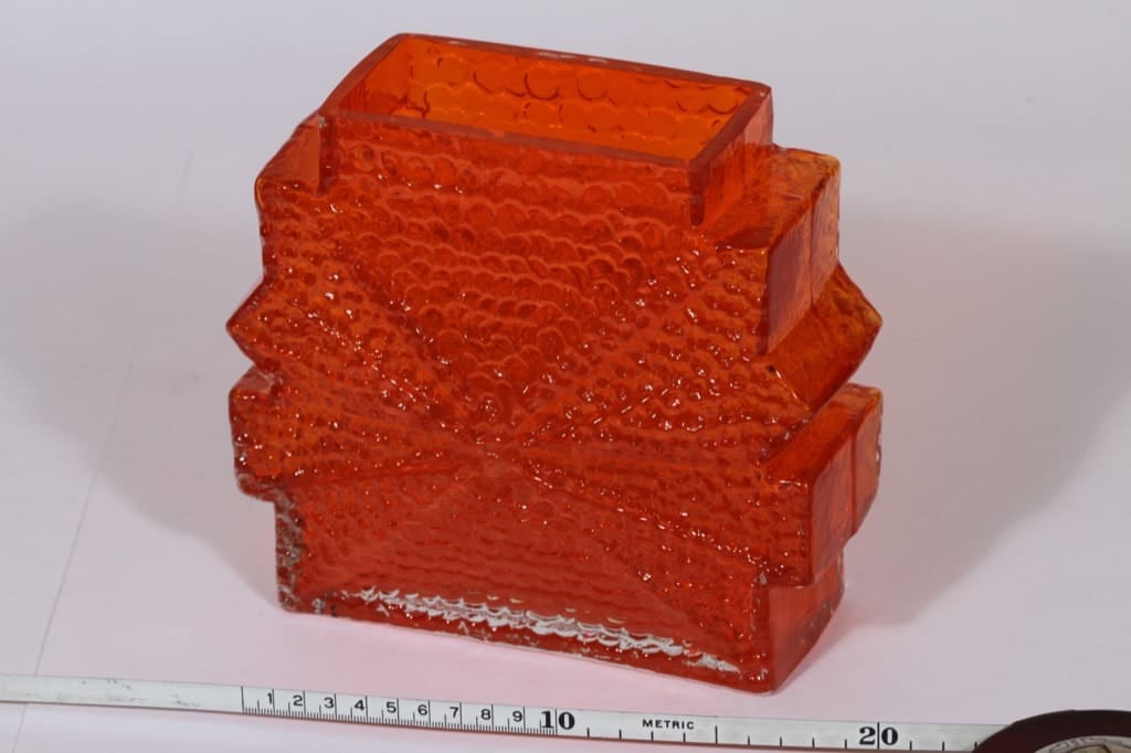 Riihimäen lasi Stellaria maljakko, oranssi, suunnittelija Nanny Still, retro kuva 2