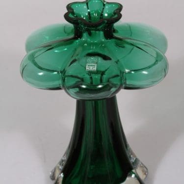 Riihimäen lasi Päivänkukka maljakko, vihreä, suunnittelija Helena Tynell,