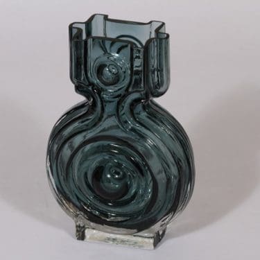 Riihimäen lasi Aitanlukko maljakko, siniharmaa, suunnittelija Helena Tynell,