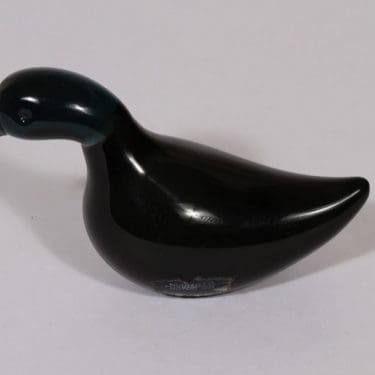 Nuutajärvi koristelintu, musta, suunnittelija Jaakko Niemi, signeerattu