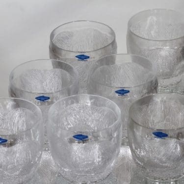 Nuutajärvi Pioni lasit, 20 cl, 7 kpl, suunnittelija Oiva Toikka, 20 cl