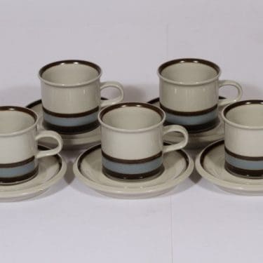 Arabia Suvanto kahvikupit, 5 kpl, suunnittelija , käsinmaalattu, raitakoriste