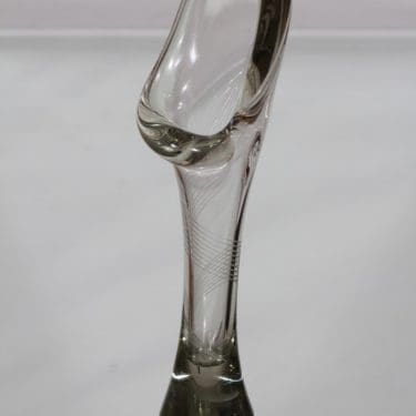 Humppila Kalla maljakko, kirkas, suunnittelija Mikko Helander, viivahiottu, signeerattu