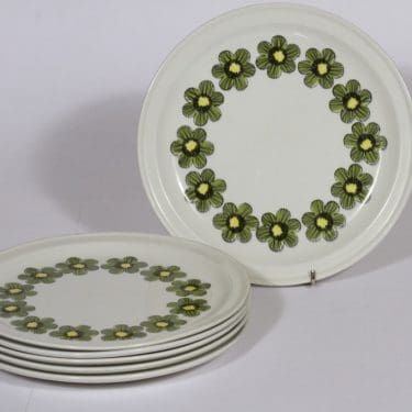Arabia Primavera lautaset, matala, 6 kpl, suunnittelija , matala, serikuva, retro