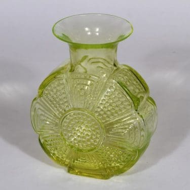 Riihimäen lasi Amuletti maljakko, keltainen, suunnittelija Tamara Aladin,