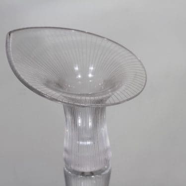 Iittala Kantarelli taide-esine, kirkas, suunnittelija Tapio Wirkkala, pieni, viivahiottu, signeerattu