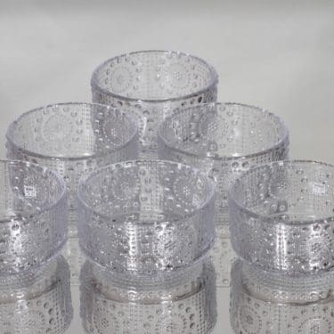 Riihimäen lasi Grapponia jälkiruokakulhot, kirkas, 6 kpl, suunnittelija Nanny Still,