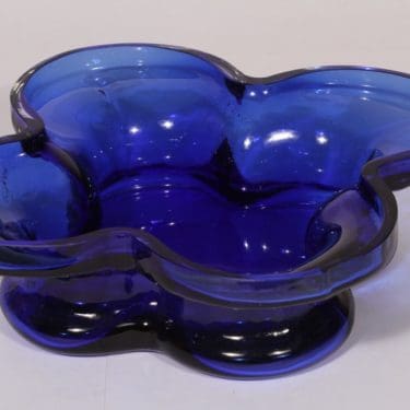 Riihimäen lasi Onnenlehti maljakko, sininen, suunnittelija Helena Tynell, suuri