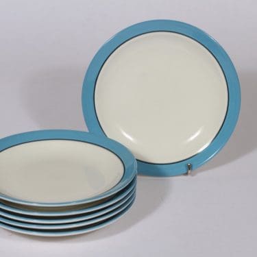 Arabia Harlekin Turkos leivoslautaset, turkoosi, 6 kpl, suunnittelija , pieni