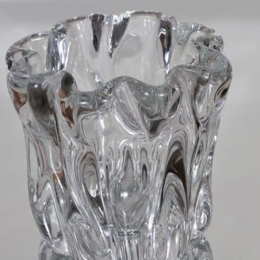 Iittala Kalvolan kanto maljakko, kirkas, suunnittelija Tapio Wirkkala, massiivinen, signeerattu, numeroitu