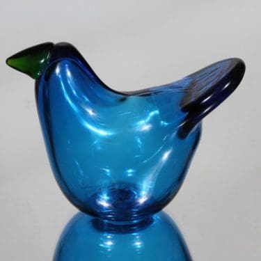 Nuutajärvi koristelintu, Sieppo, suunnittelija Oiva Toikka, Sieppo, pieni, signeerattu