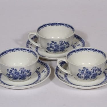 Arabia Suomen kukka teekupit, sininen, 3 kpl, suunnittelija , kuparipainokoriste