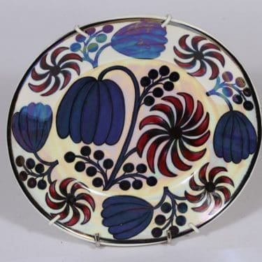 Arabia BK koristelautanen, suunnittelija Birger Kaipiainen, serikuva, lysteri, signeerattu