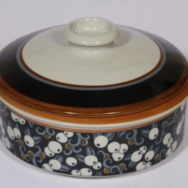 Arabia Taika kulho, kannellinen, suunnittelija Inkeri Leivo, kannellinen, kannellinen, erikoiskoriste, retro