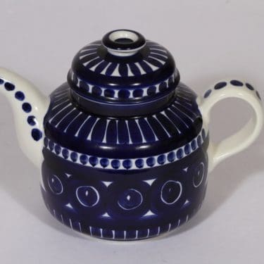 Arabia Valencia kahvikaadin, sininen, suunnittelija Ulla Procope, käsinmaalattu, signeerattu