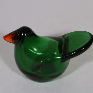 Nuutajärvi koristelintu, Sieppo, suunnittelija Oiva Toikka, Sieppo, pieni, signeerattu, pop art