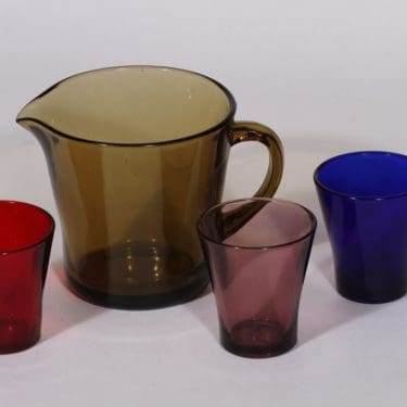 Riihimäen lasi kaadin ja lasit 3 kpl, 1 l, 3 kpl, suunnittelija , 1 l