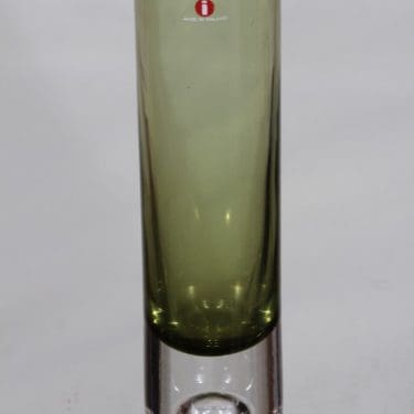 Iittala 3586 maljakko, vihreä, suunnittelija Tapio Wirkkala, pieni, signeerattu