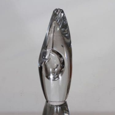 Iittala Orkidea taide-esine, kirkas, suunnittelija Timo Sarpaneva, pieni, signeerattu