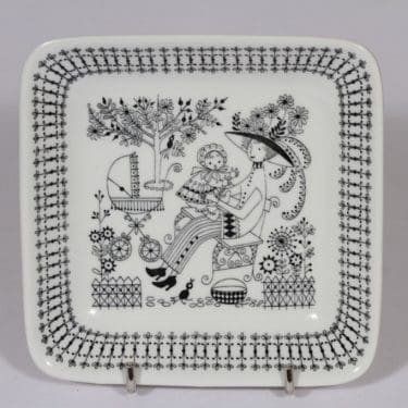 Arabia Emilia vati, mustavalkoinen, suunnittelija , pieni, kuparipainokoriste