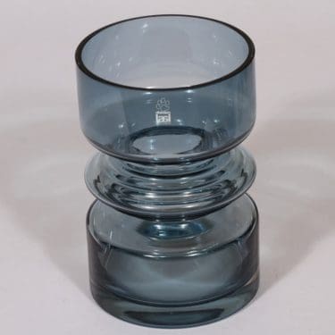 Riihimäen lasi Tiimalasi maljakko, siniharmaa, suunnittelija Nanny Still,