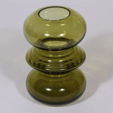 Riihimäen lasi Tiimalasi maljakko, oliivinvihreä, suunnittelija Nanny Still,