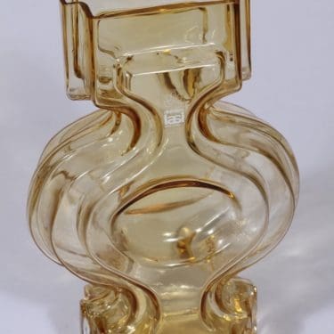 Riihimäen lasi Emma maljakko, amber, suunnittelija Helena Tynell,