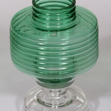 Riihimäen lasi Apollo kynttilälyhty, vihreä, suunnittelija Nanny Still,