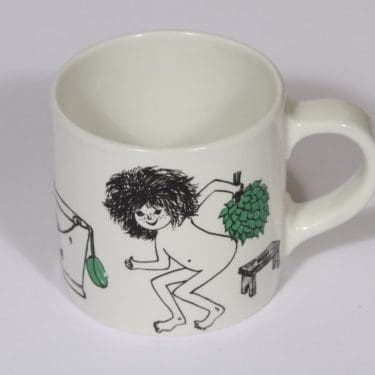 Arabia Löyly muki, 40 cl, suunnittelija Gunvor Olin-Grönqvist, 40 cl, serikuva, naivismi