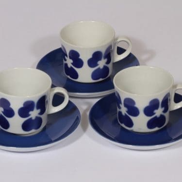 Arabia BR kahvikupit, sininen, 3 kpl, suunnittelija , puhalluskoriste, retro