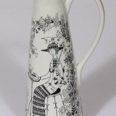 Arabia Emilia maljakko, mustavalkoinen, suunnittelija Raija Uosikkinen, kuparipainokoriste