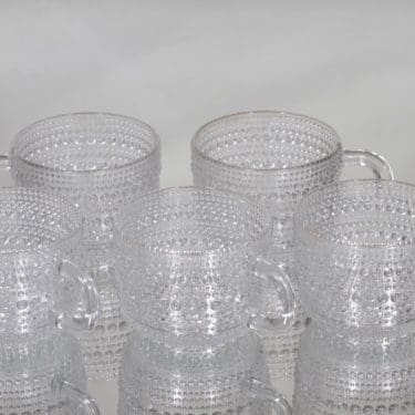 Nuutajärvi Kastehelmi kahvikupit, kirkas, 5 kpl, suunnittelija Oiva Toikka,