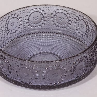 Riihimäen lasi Grapponia kulho, siniharmaa, suunnittelija Nanny Still,