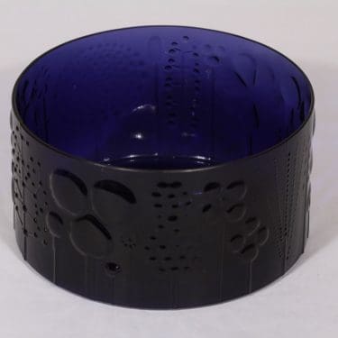 Nuutajärvi Flora kulho, sininen, suunnittelija Oiva Toikka,