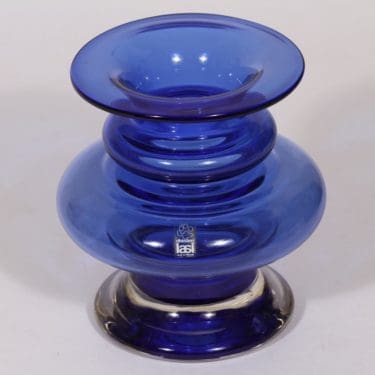 Riihimäen lasi Tornado maljakko, sininen, suunnittelija Tamara Aladin, signeerattu