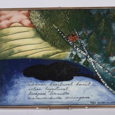 Arabia koristelaatta, Rannan koivut, suunnittelija Heljä Liukko-Sundström, Rannan koivut, suuri, serikuva, signeerattu