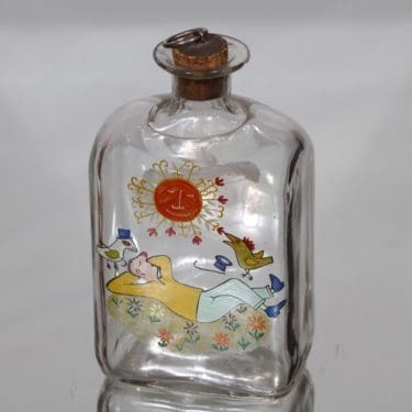 Iittala karahvi, kirkas, suunnittelija Tapio Wirkkala, käsinmaalattu