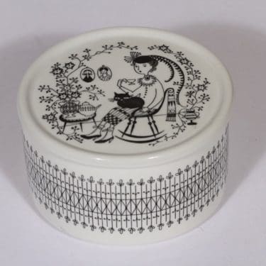 Arabia Emilia rasia, mustavalkoinen, suunnittelija , kuparipainokoriste