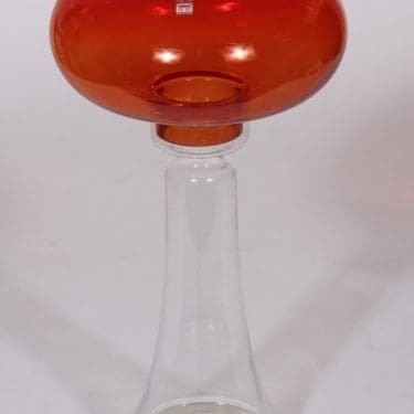 Riihimäen lasi Majakka kynttilälyhty, punainen, suunnittelija Nanny Still, suuri