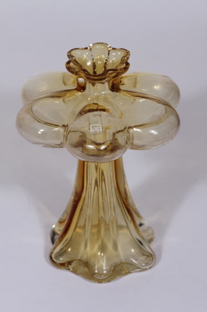 Riihimäen lasi Päivänkukka maljakko, suunnittelija Helena Tynell, amber